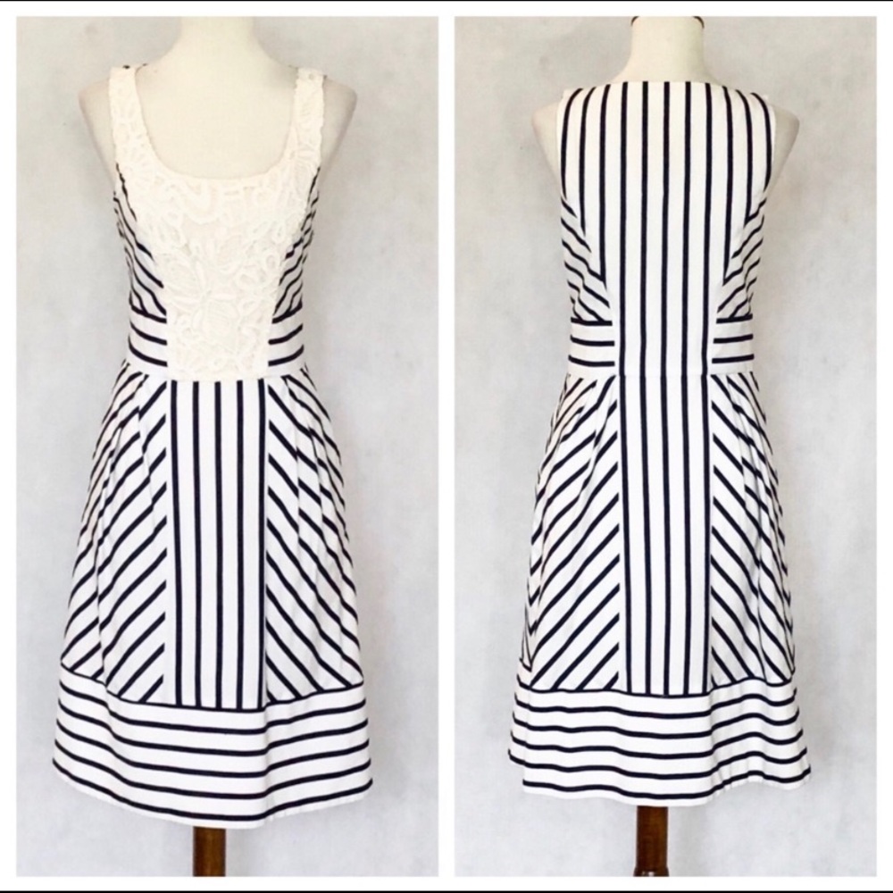 Anthropologie Maeve striped lace Chessis Dress